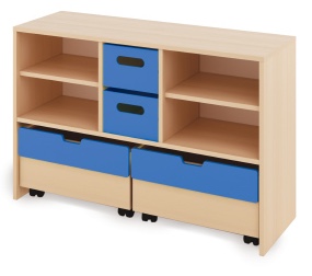Skriňa M + veľké kartónové kontajnery a truhlice - CLASSICAL - Farba: Modrá