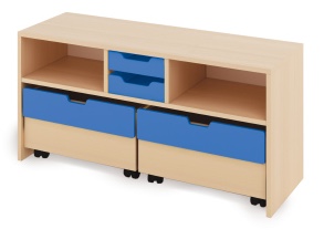 Skříň S + malé kartonové kontejnery a truhly - CLASSICAL - Barva: Modrá