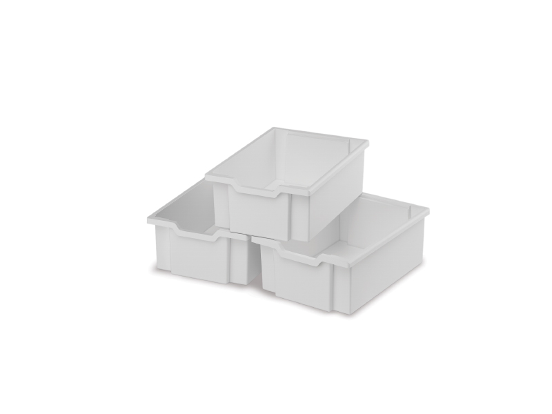 Plastove boxy veľké - biela - 3ks