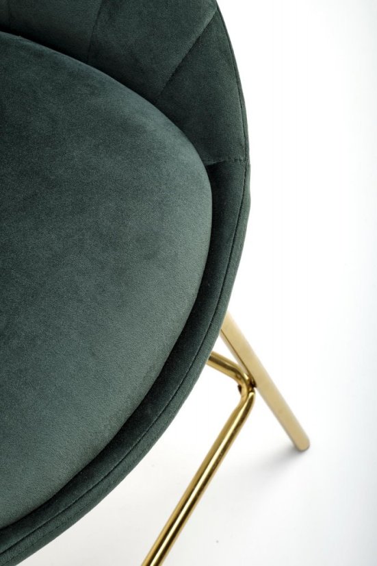 Barová stolička- H112- Tmavo zelená/ Zlatá
