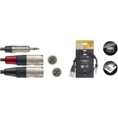 Stagg NYC1/MPS2XMR, audio kábel Jack 3,5 mm stereo samec - 2x XLR samec, 1m