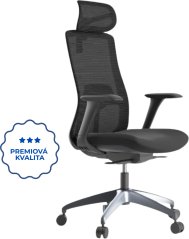 Ergonomická kancelářská židle WISDOM, černý plast, tmavě šedá