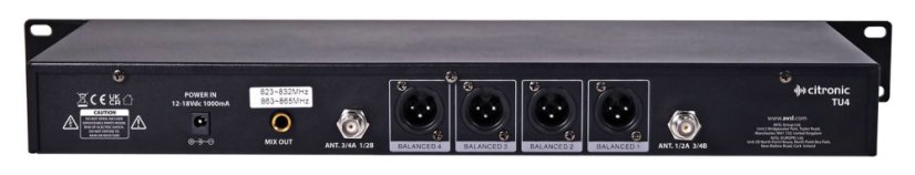 Citronic TU4 Quad PLL, laditelný UHF set s bodypacky