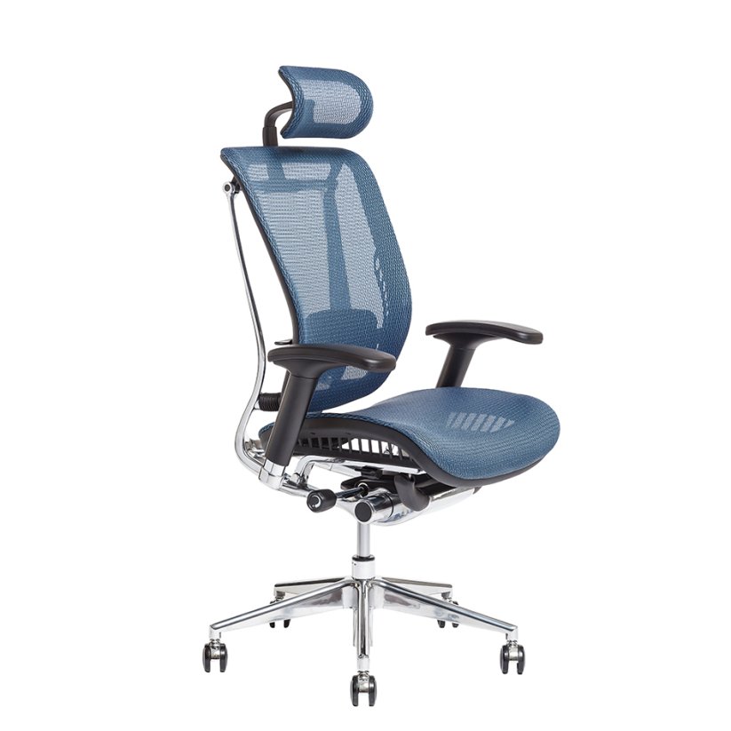 Kancelářská židle s podhlavníkem LACERTA (více barev) - Barva: Modrá