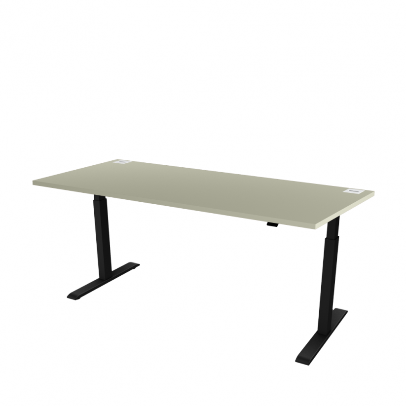 Výškově nastavitelný kancelářský stůl s šedou deskou OFYS (rozměr 80 x 120 cm) - Barva podnože: Bílá