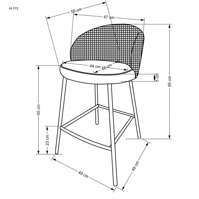 Barová stolička- H113- Čierna/ Biela