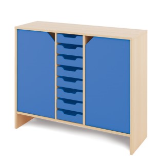 Cabinet L + small cardboard containers and doors - CLASSICAL - Barva: Modrá