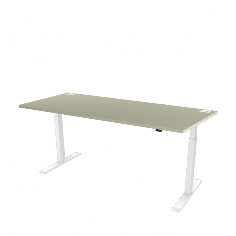 Výškově nastavitelný kancelářský stůl s šedou deskou OFYS (rozměr 80 x 120 cm) - Barva podnože: Bílá