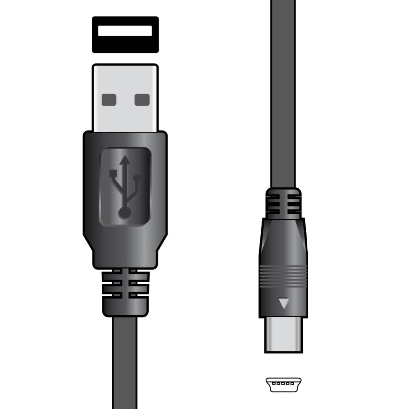 AV:link kábel USB 2.0, 1x typ A samec - 1x mini 5-pin typ B samec, 1.5m