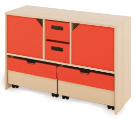 Cabinet M + large wooden containers, doors and chests - CLASSICAL - Barva: Červená Cabinet M + large wooden containers, doors and chests - CLASSICAL - Barva: Červená
