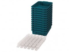 Malé plastové boxy s pojazdmi- OPTIMA- Modrozelené (12 ks.)