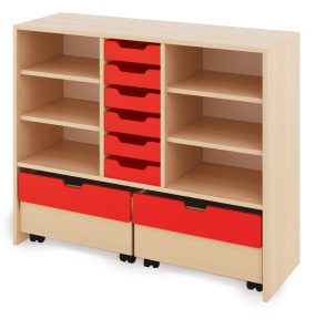 Cabinet L + small wooden containers and chests - CLASSICAL - Barva: Červená Cabinet L + small wooden containers and chests - CLASSICAL - Barva: Červená