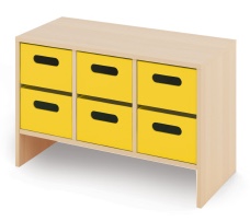 Skříňka S + velké dřevěné kontejnery - Žlutá - CLASSICAL