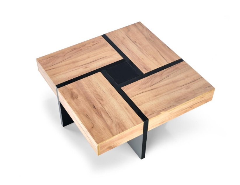 Konferenční stolek- SEVILLA- Řemeslný dub/ Nohy: černá