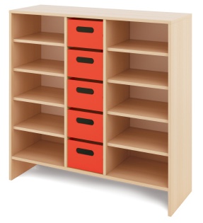 Skriňa X + veľké drevené kontajnery - CLASSICAL - Farba: Červená