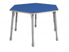 Výškovo nastaviteľný stôl šesťuholník -Modrá