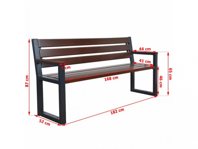 Garden bench TRENDY with backrest and armrests (Alder) - Shade: Nut