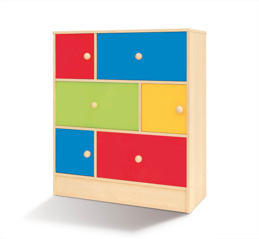 Duhová skříňka - 6 boxů, model 4 - Dekor: Buk