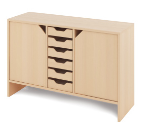 Compact cabinet with small cardboard containers and doors KLASIKO - Barva: V barvě dekoru