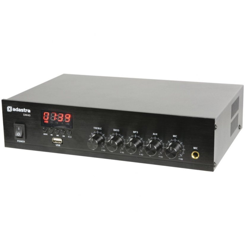 Adastra DM25, digitální 100V mixážní zesilovač, 25W, BT/MP3/FM