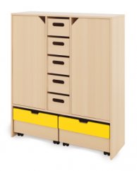 Skříň XL + velké kartonové kontejnery, dvířka a truhly - Žlutá - CLASSICAL
