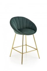 Barová stolička- H112- Tmavo zelená/ Zlatá