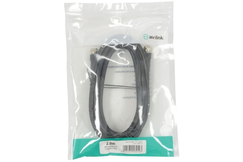 AV:link kábel RG6 koaxiálny 2x F konektor samec, 75 Ohm, 2m