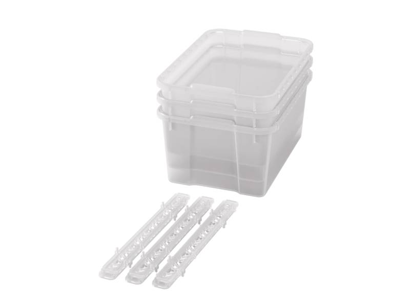 Velké  plastové boxy s pojezdy- OPTIMA- Transparentní (3 ks.)