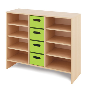 Cabinet L + large cardboard containers - CLASSICAL - Barva: Zelená