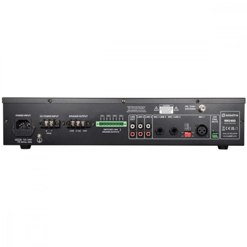 Adastra RM240D, 100V mixážní 4-zónový zesilovač, FM/DAB+, BT, USB/SD