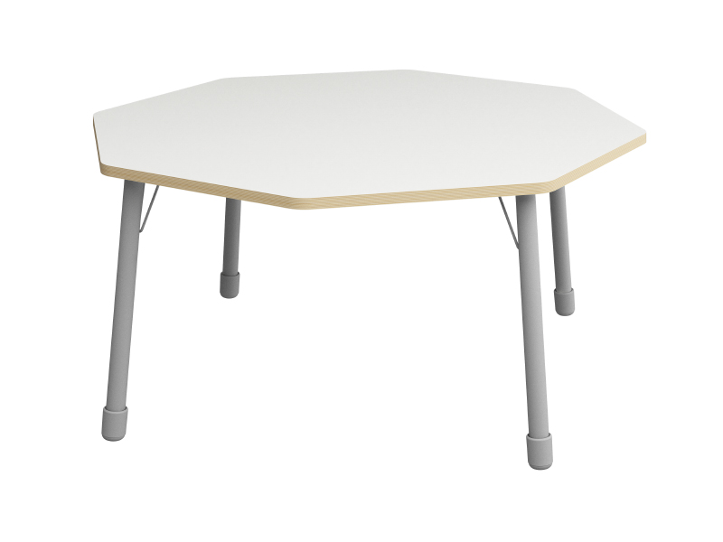 Height-adjustable table octagon - White - Height adjustable: 1-3