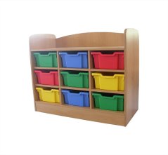 Skříň policová s 9 plastovými boxy LARO