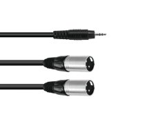 Kábel AC40-15 Jack 3,5 stereo - 2x XLR samec, 1,5 m