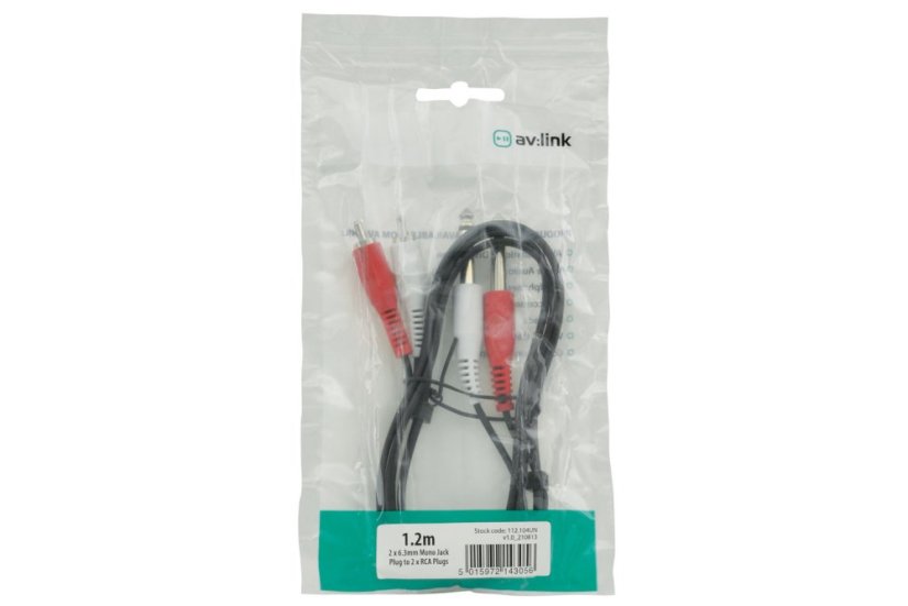 AV:link kábel 2x RCA samec - 2x Jack 6.3mm mono samec, 1.2m