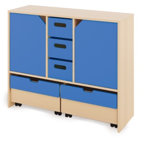 Cabinet L + large cardboard containers, doors and chests - CLASSICAL - Barva: Modrá