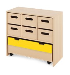 Cabinet M + large wooden containers and chest - CLASSICAL