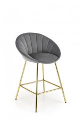 Barová židle- H112- Šedá/ Zlatá
