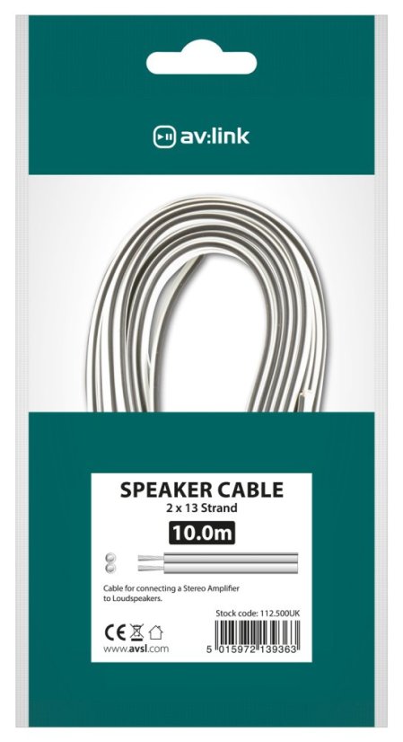 AV:link kábel reproduktorový 13 x 0.2mm, čierno-biely, 10m