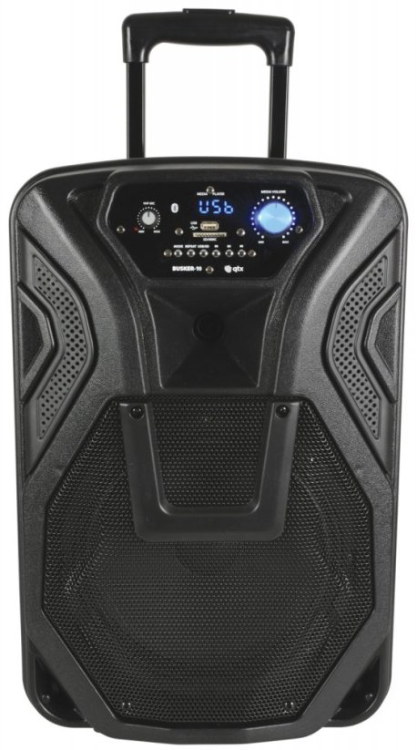 QTX BUSKER-10, mobilní 10" zvukový systém USB/SD/FM/BT/1x VHF, 60W