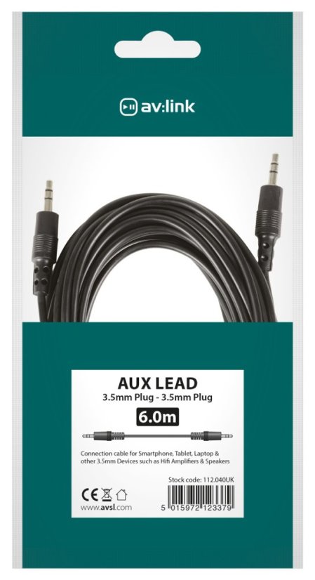 AV:link kábel 1x Jack 3.5mm stereo samec - 1x Jack 3.5mm stereo samec, 6 m