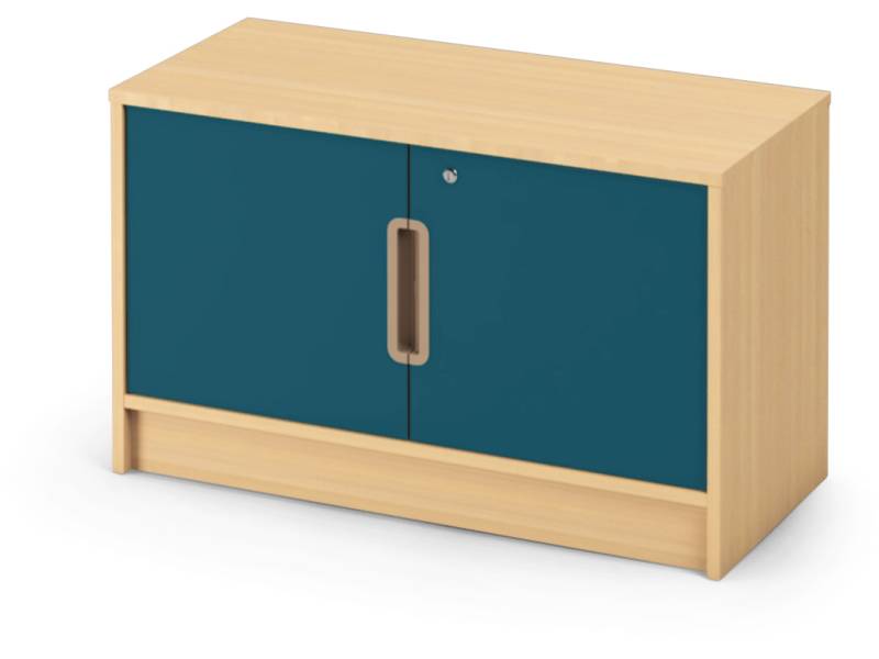 Skříň s policemi a dvířky + zámek - OPTIMA - Smaragdově modrá - S