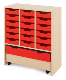 Cabinet L + small cardboard containers and chest - CLASSICAL - Barva: Červená
