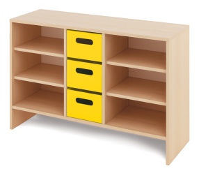 Cabinet M + large wooden containers - CLASSICAL - Barva: Žlutá