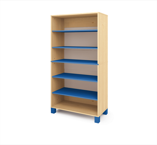 Vysoká skříň ORZE policová (více barev) - Barva: Modrá, Dekor: Buk