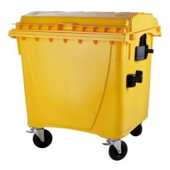 Plastový kontajner s plochým vekom 1100 l. - žltý
