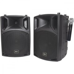 QTX PAV10, mobilný 10" zvukový systém CD/DVD/MP3/BT/2x UHF, 100W