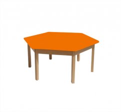 Dětský přírodní stůl BUK - šestiúhelník + barevná deska