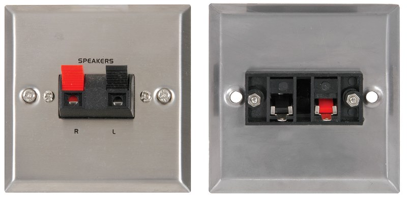 AV:link nástenná reproduktorová zásuvka, kovová