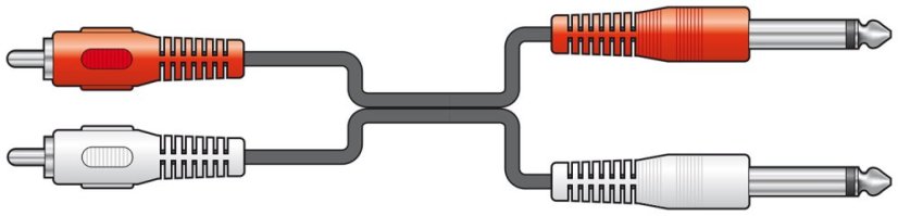 AV:link kábel 2x RCA samec - 2x Jack 6.3mm mono samec, 1.2m