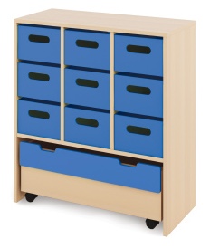 Cabinet L + large cardboard containers and chest - CLASSICAL - Barva: Modrá